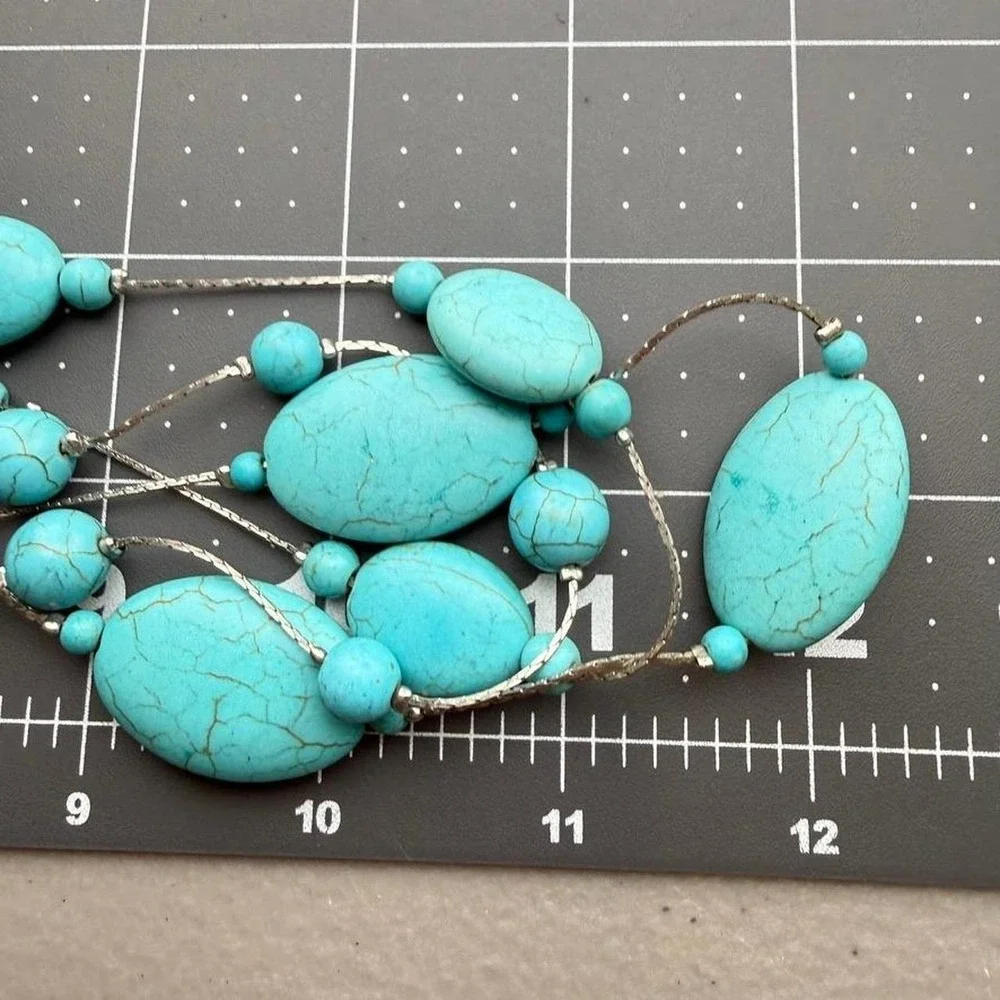 Boho Layered Necklace Howlite Stone Multi Strand Southwestern Design